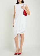 Jacquemus La Robe Traversin Courte Asymmetric Cotton-poplin Midi Dress White