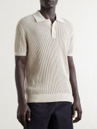 Frescobol Carioca - Vidal Ribbed Cotton and Linen-Blend Polo Shirt - Neutrals