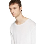 Unravel White Long Sleeve Rib Elongated T-Shirt