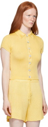 Calle Del Mar Yellow Ribbed Short Sleeve Shirt