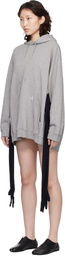 MM6 Maison Margiela Gray Hooded Glove Sweatshirt Minidress