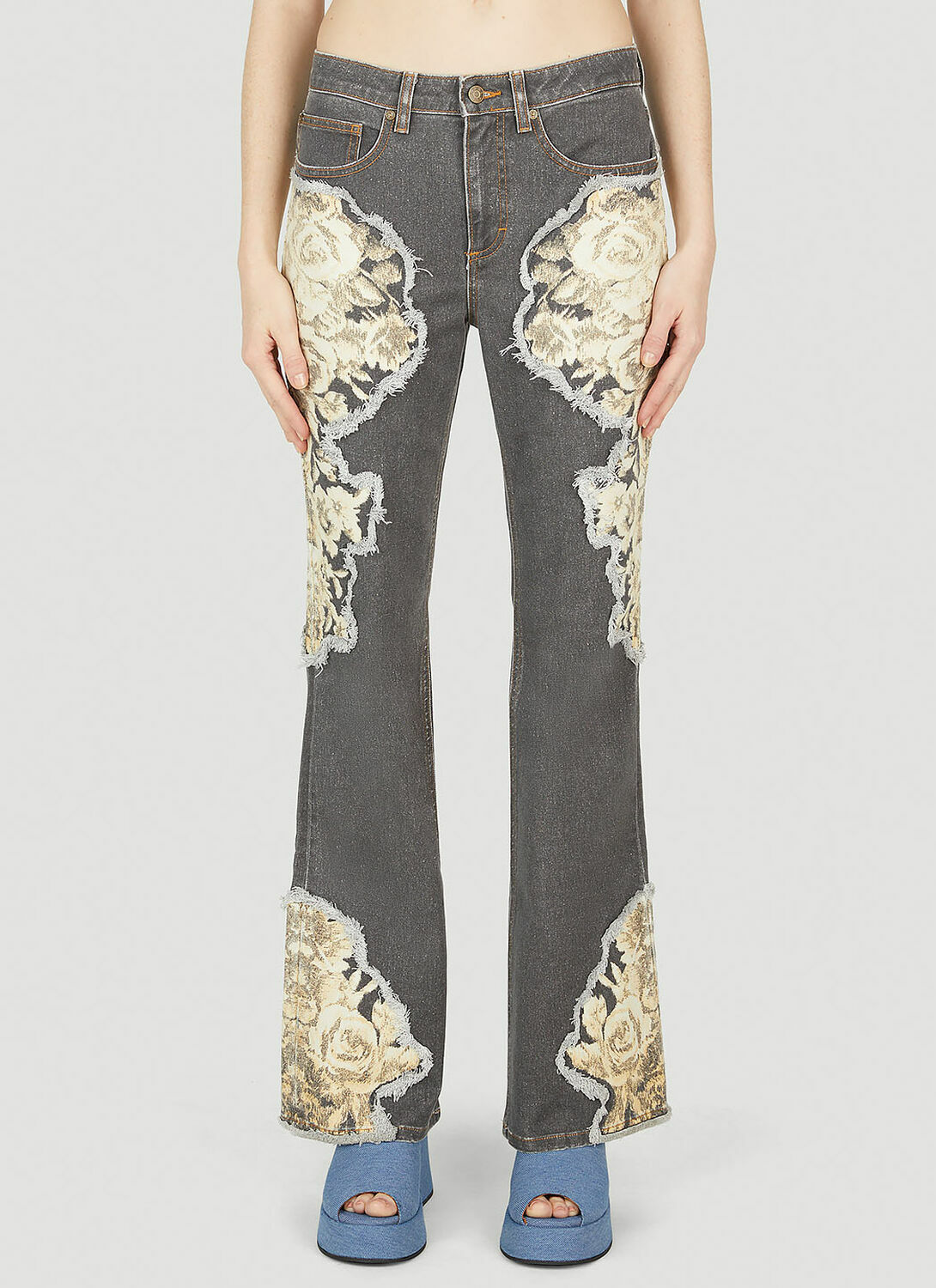 Guess USA Floral Printed Flared Jeans