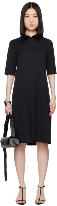 Photo: Jil Sander Navy Spread Collar Midi Dress