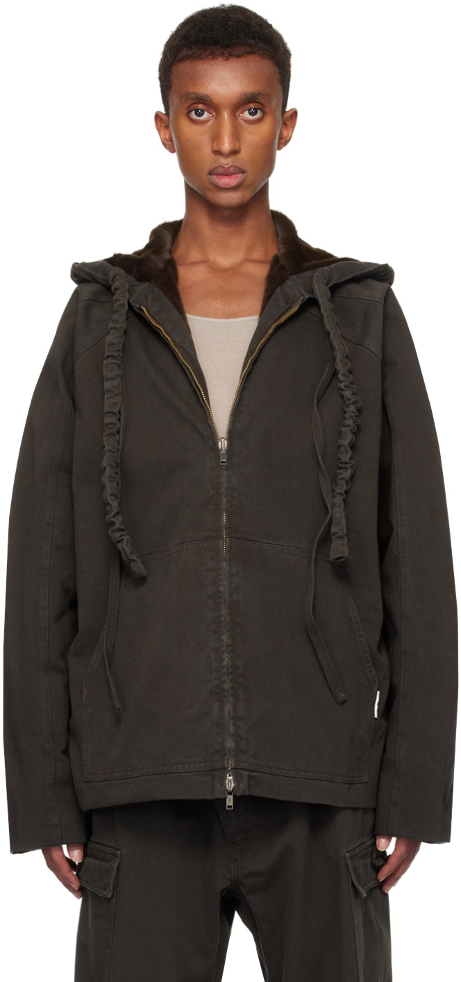 Ottolinger Brown Furry Reversible Denim Jacket
