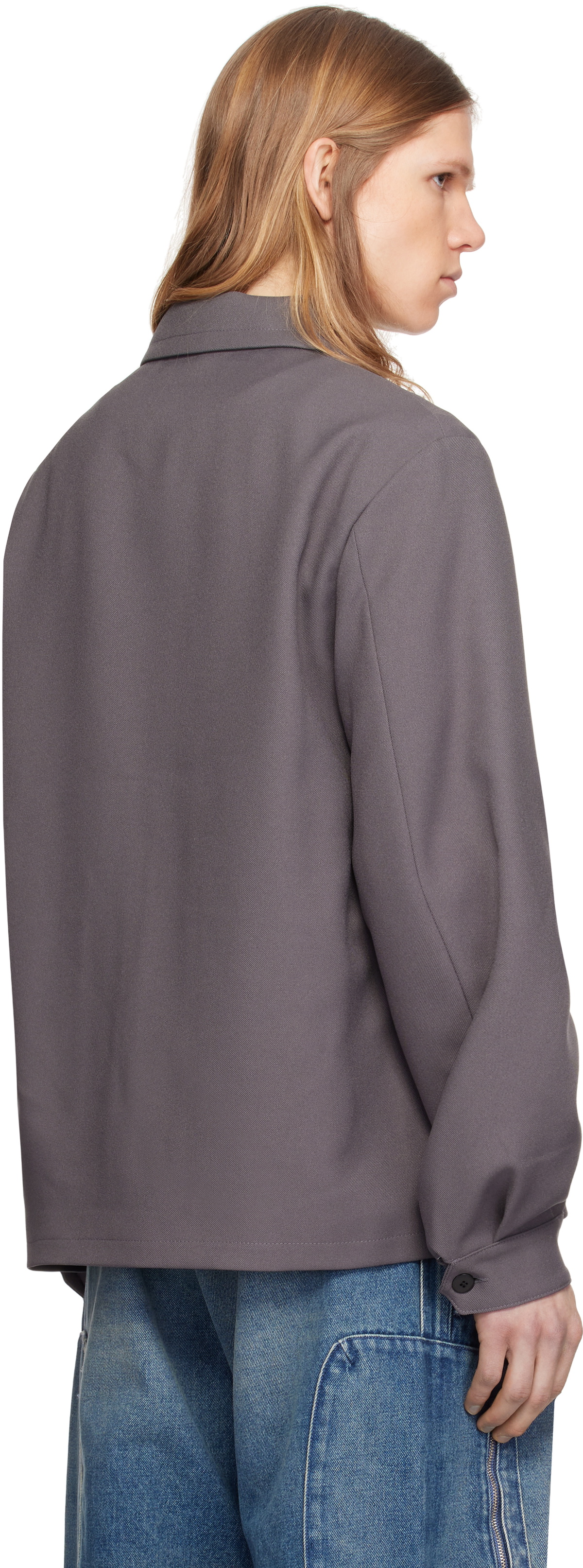 Random Identities Gray Twill Long Jacket