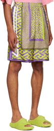 Versace Green 'La Greca' Shorts