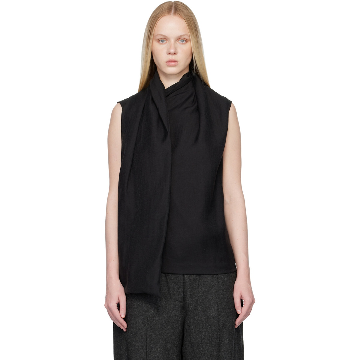 TOTEME Black Scarf Blouse