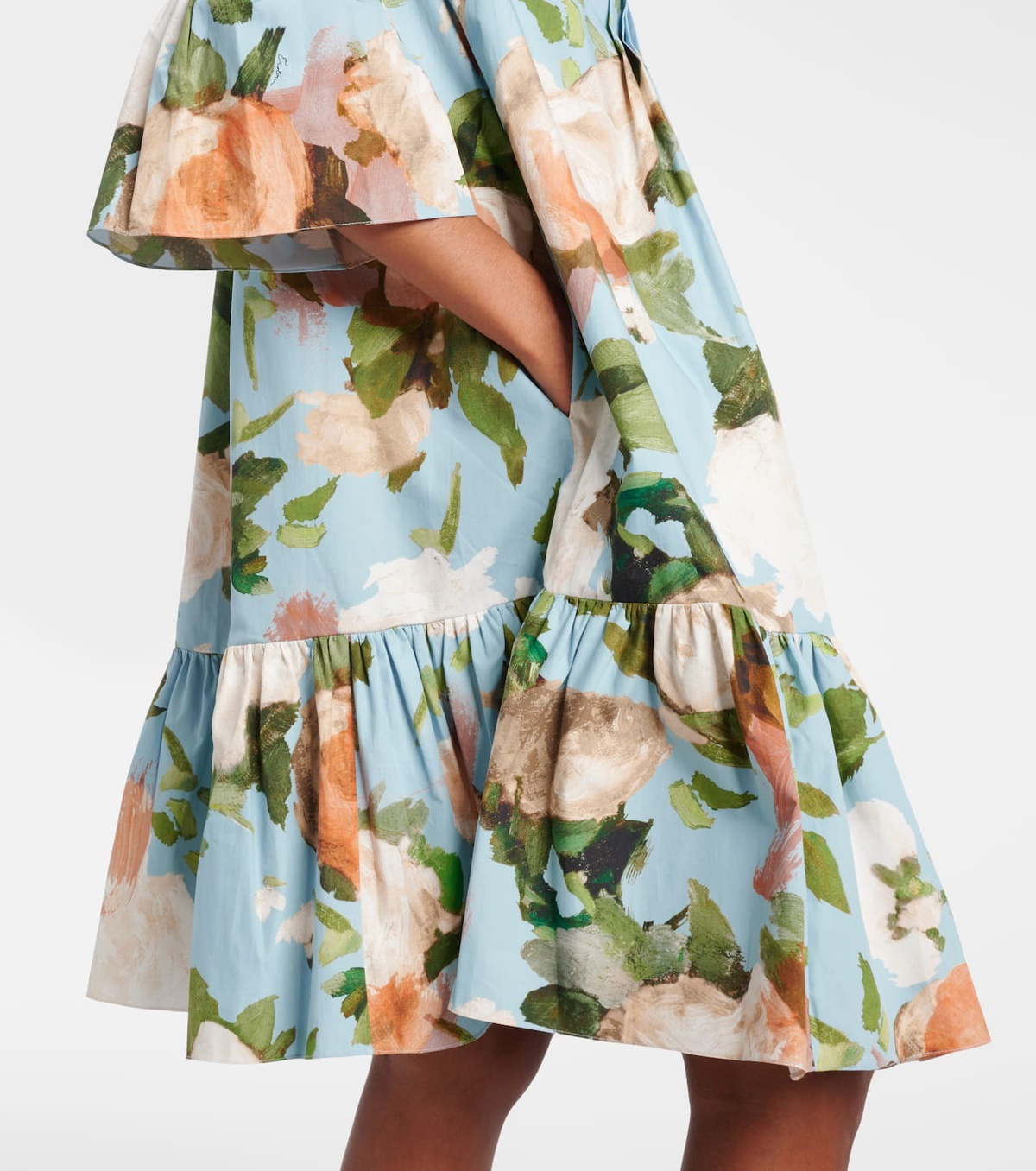 Erdem Floral gathered cotton poplin minidress