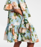 Erdem Floral gathered cotton poplin minidress