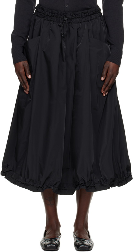 Photo: YOHJI YAMAMOTO Black PE Twill R-Volume Midi Skirt