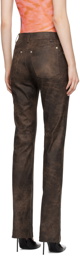 MISBHV Brown Cracked Faux-Leather Trousers