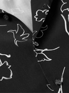 Theory - Irving Camp-Collar Floral-Print Lyocell Shirt - Black
