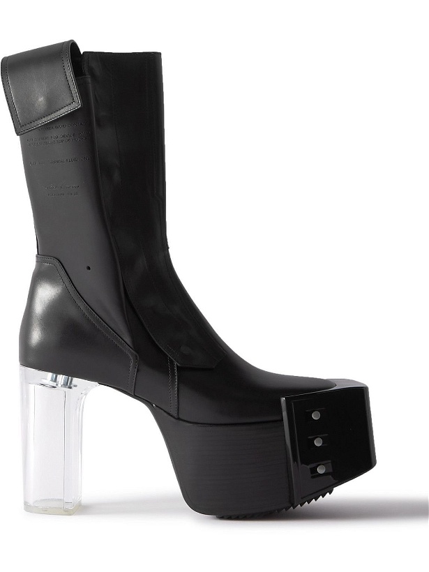 Photo: Rick Owens - Fogpocket Leather Platform Boots - Black