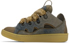Lanvin SSENSE Exclusive Blue & Brown Curb Denim Sneakers
