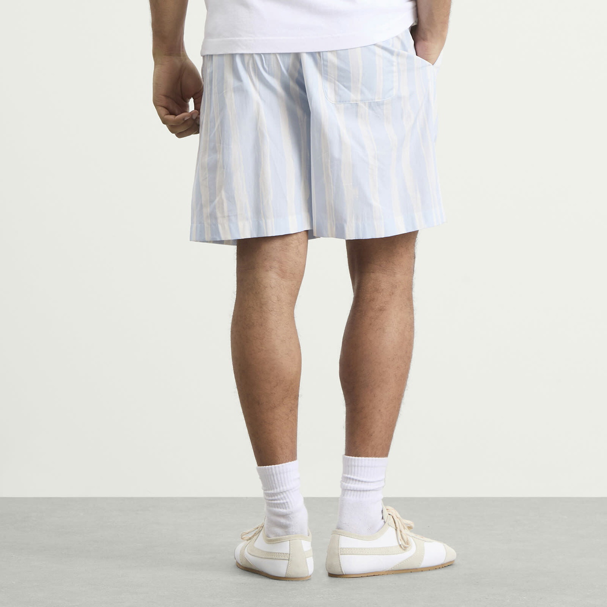 Jacquemus Men's Stripe Boxer Shorts in Blue Beige Gouache Print