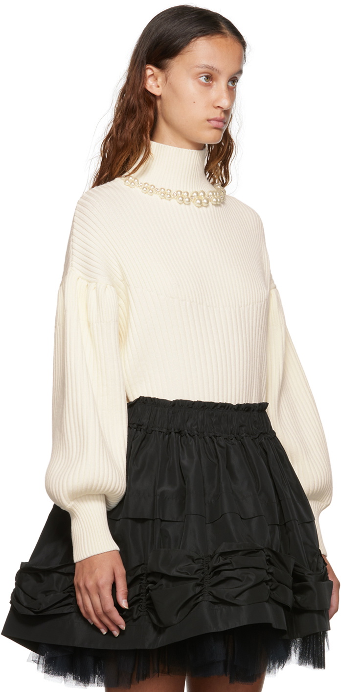 Simone Rocha Off-White Turbo Beaded Turtleneck Simone Rocha