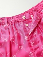 Marni - Wide-Leg Logo-Print Silk-Twill Shorts - Pink