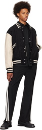 C2H4 Black & Beige Curvilinear Bomber Jacket