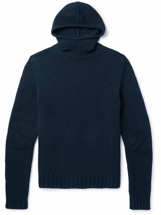 Photo: Bottega Veneta - Wool and Cashmere-Blend Hooded Rollneck Sweater - Blue