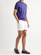 SID MASHBURN - Slim-Fit Garment-Dyed Stretch-Cotton Twill Shorts - White