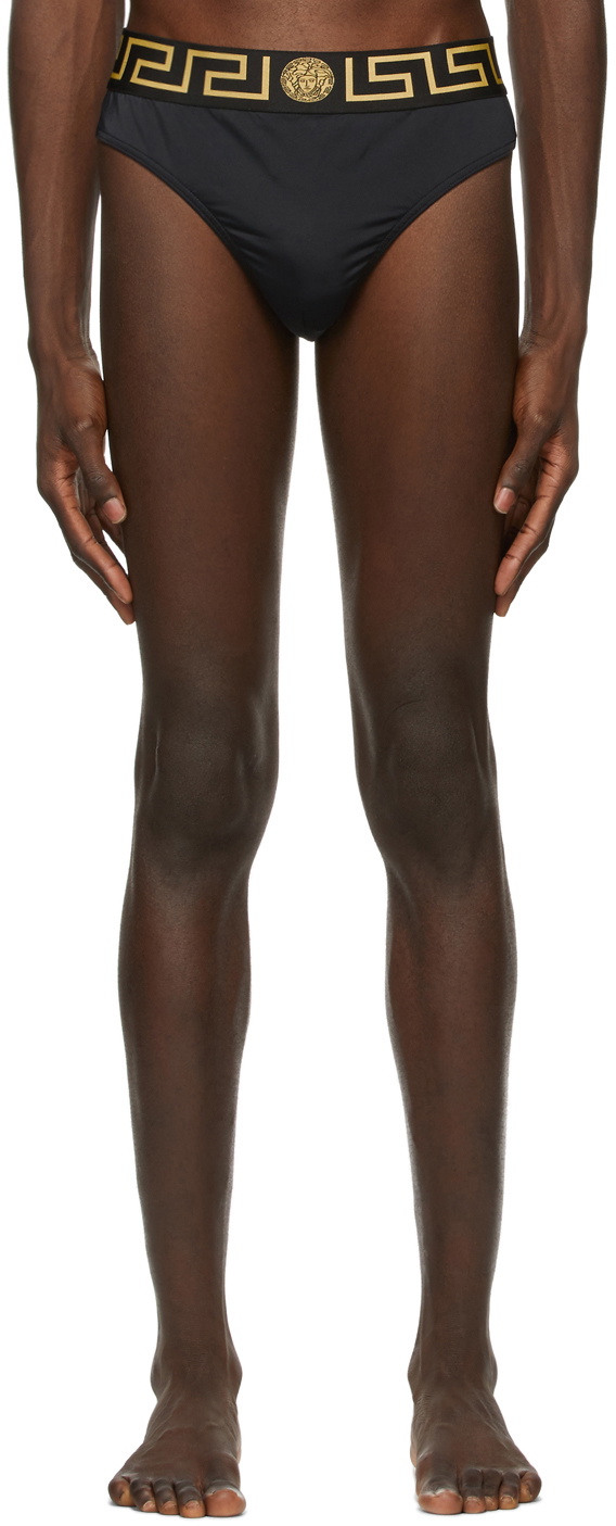 Versace Underwear Black Greca Border Swim Briefs