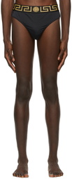 Versace Underwear Black Greca Border Swim Briefs