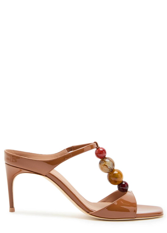 Photo: Malone Souliers Lena 70 Patent Mules Caramel