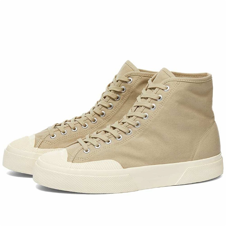 Photo: Artifact by Superga Men's 2433-W CD1150 Selvedge Duck High Sneakers in Sand/Off White