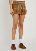 Guest In Residence Picnic Plaid Silk and Linen-blend Shorts Brown