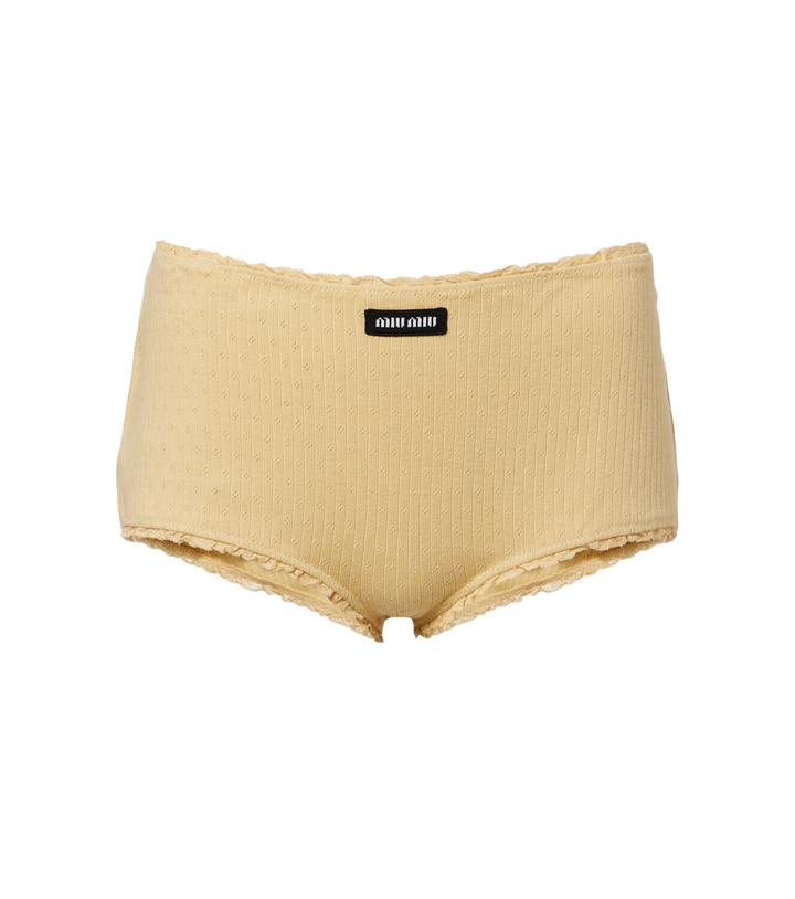 Photo: Miu Miu Pointelle cotton micro shorts