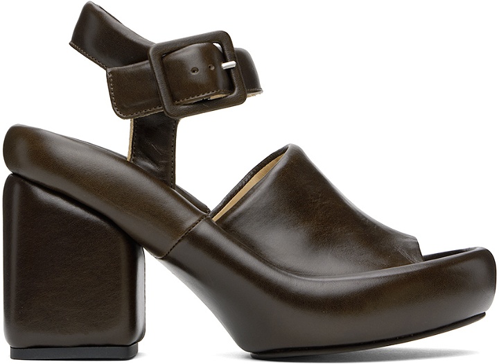 Photo: LEMAIRE Brown Padded Wedge Heeled Sandals