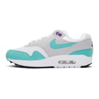 Nike White and Blue Air Max 1 Anniversary Sneakers