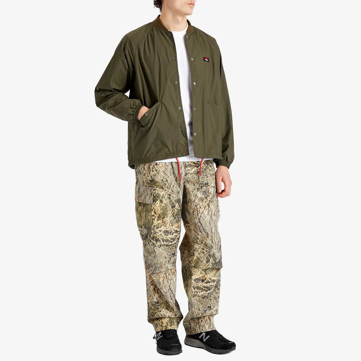 Nanga Men's Rib Collar Coach Jacket in Khaki Nanga