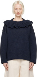 Cawley Navy Ruffle Sweater