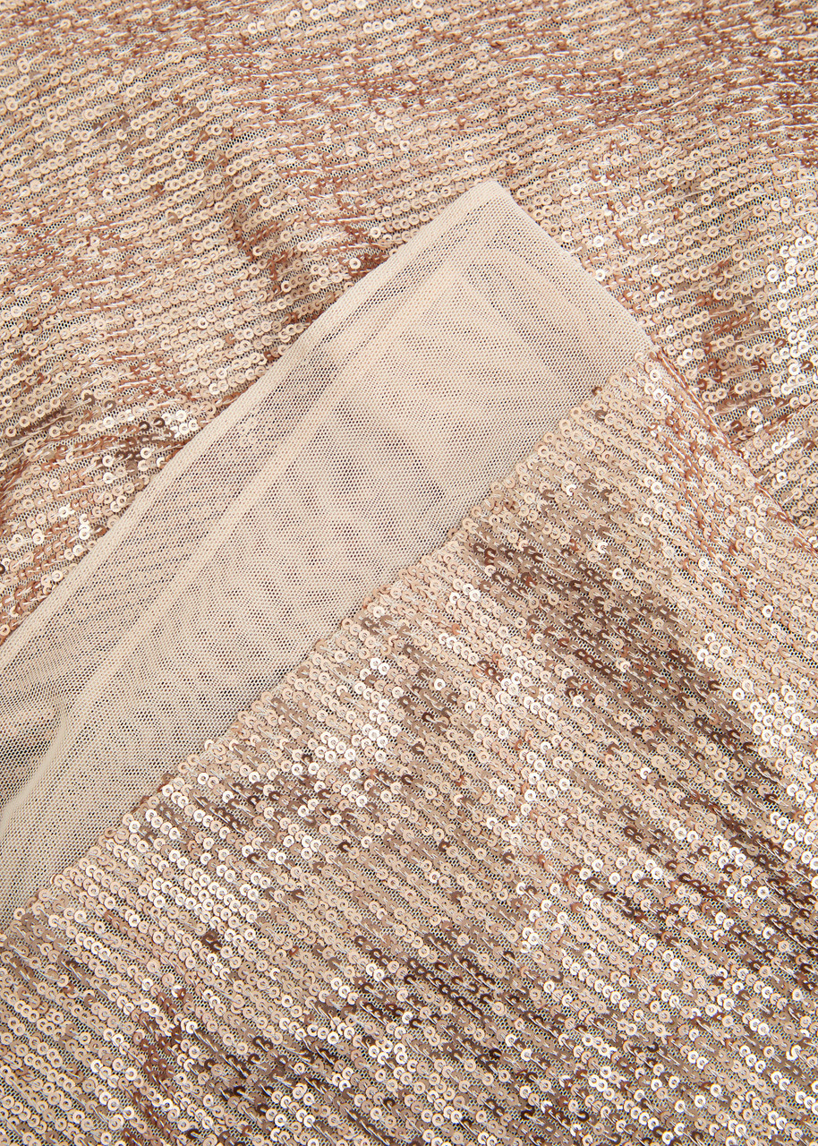 Norma Kamali Sequin-embellished Mesh Maxi Dress Beige