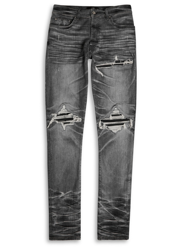 Photo: Amiri MX1 Ripped Slim-leg Jeans Grey