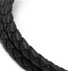 Bottega Veneta - Intrecciato Leather Oxidised Silver-Tone Bracelet - Men - Black