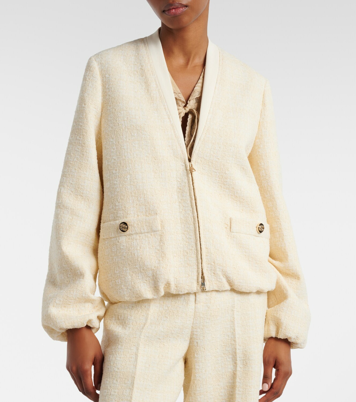 Gucci Checked cotton-blend tweed jacket