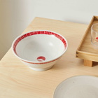BEAMS JAPAN Ramen Bowl in White/Red 