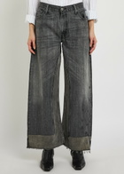 B Sides Reworked Vintage Culotte Panelled Wide-leg Jeans Black