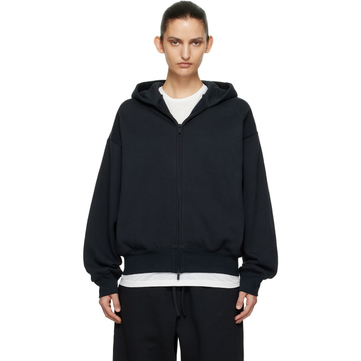 Photo: Fear of God ESSENTIALS Black Classic Zip-Up Hoodie