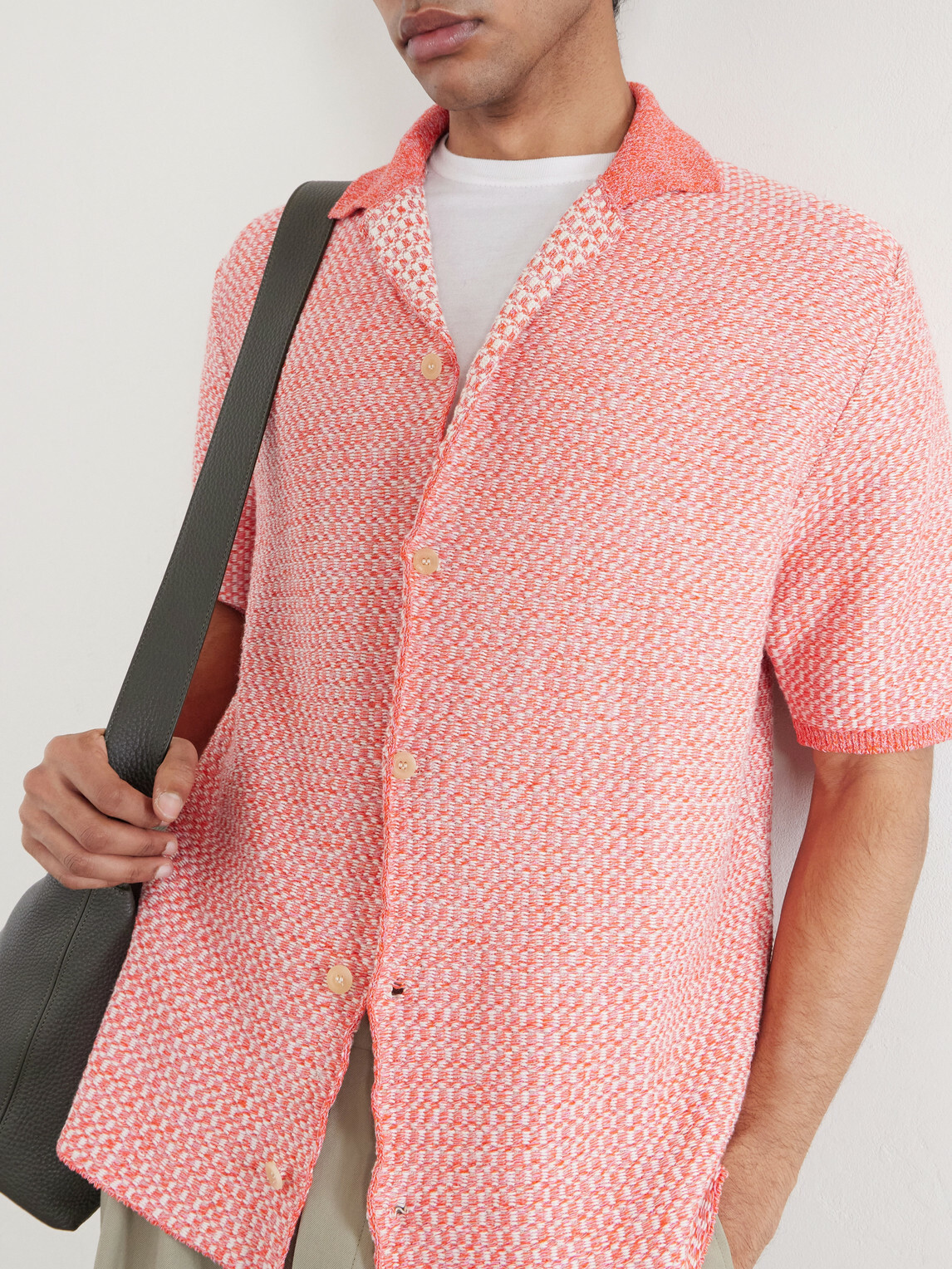 Inis Meáin - Tonnta Camp-Collar Linen, Cotton and Cashmere-Blend Shirt - Orange