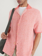 Inis Meáin - Tonnta Camp-Collar Linen, Cotton and Cashmere-Blend Shirt - Orange