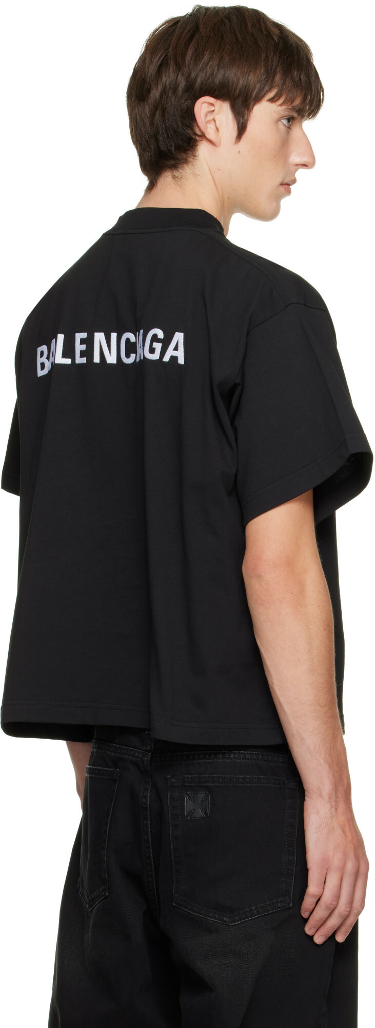 Balenciaga Black Embroidered T-shirt