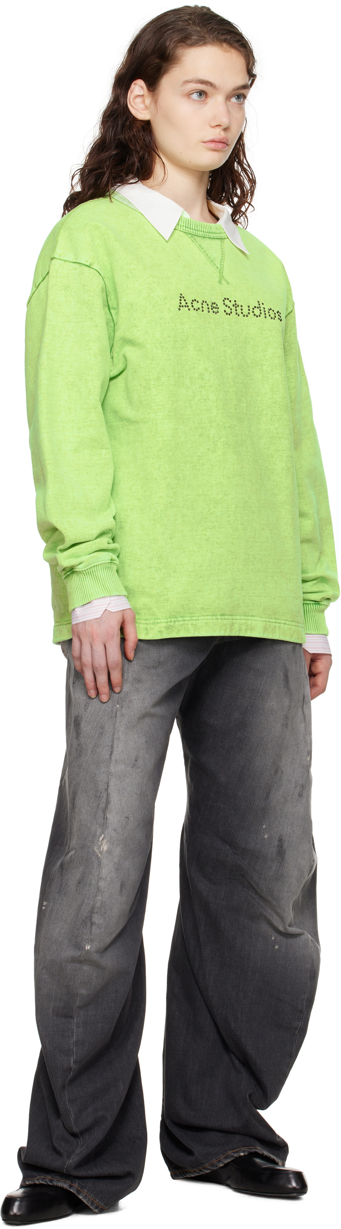 Acne Studios Green Logo Stud Sweatshirt