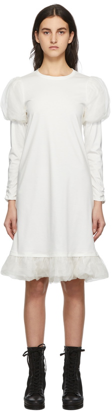 Photo: Renli Su White Mulberry Silk Puff Shoulder Dress