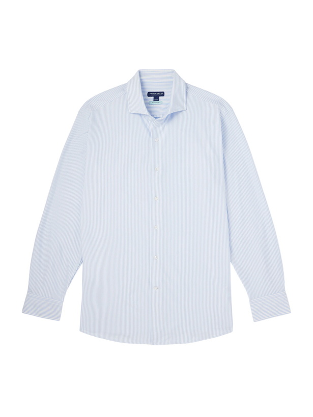 Photo: Peter Millar - Excursionist Flex Slim-Fit Striped Cotton-Blend Shirt - Blue