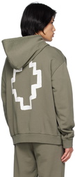 Marcelo Burlon County of Milan Khaki Tempera Cross Over Hoodie