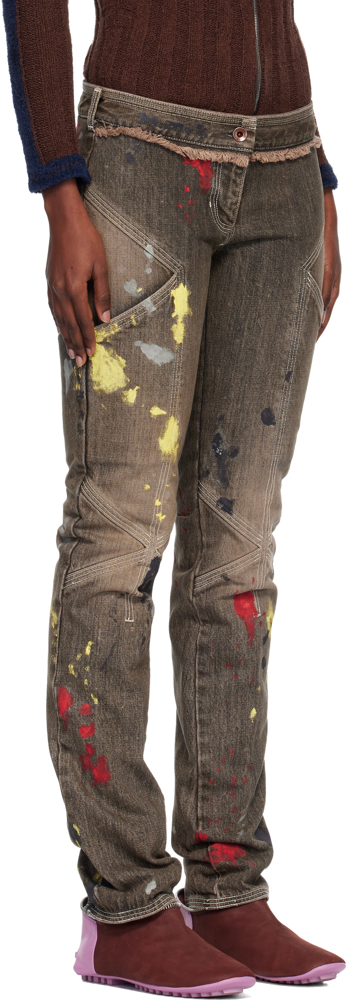 Kiko Kostadinov Brown K Painted Slim Jeans