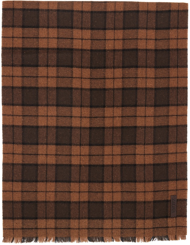 Photo: ZEGNA Brown Checked Scarf